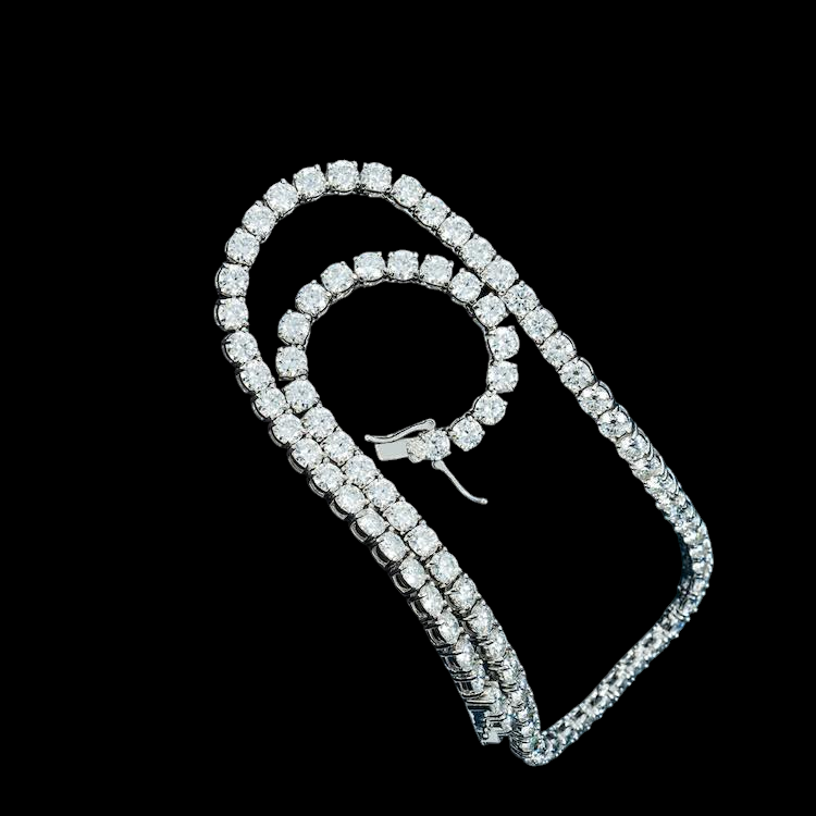 5MM Round Cut VVS1 D Color Moissanite Tennis Chain 925 Sterling Silver