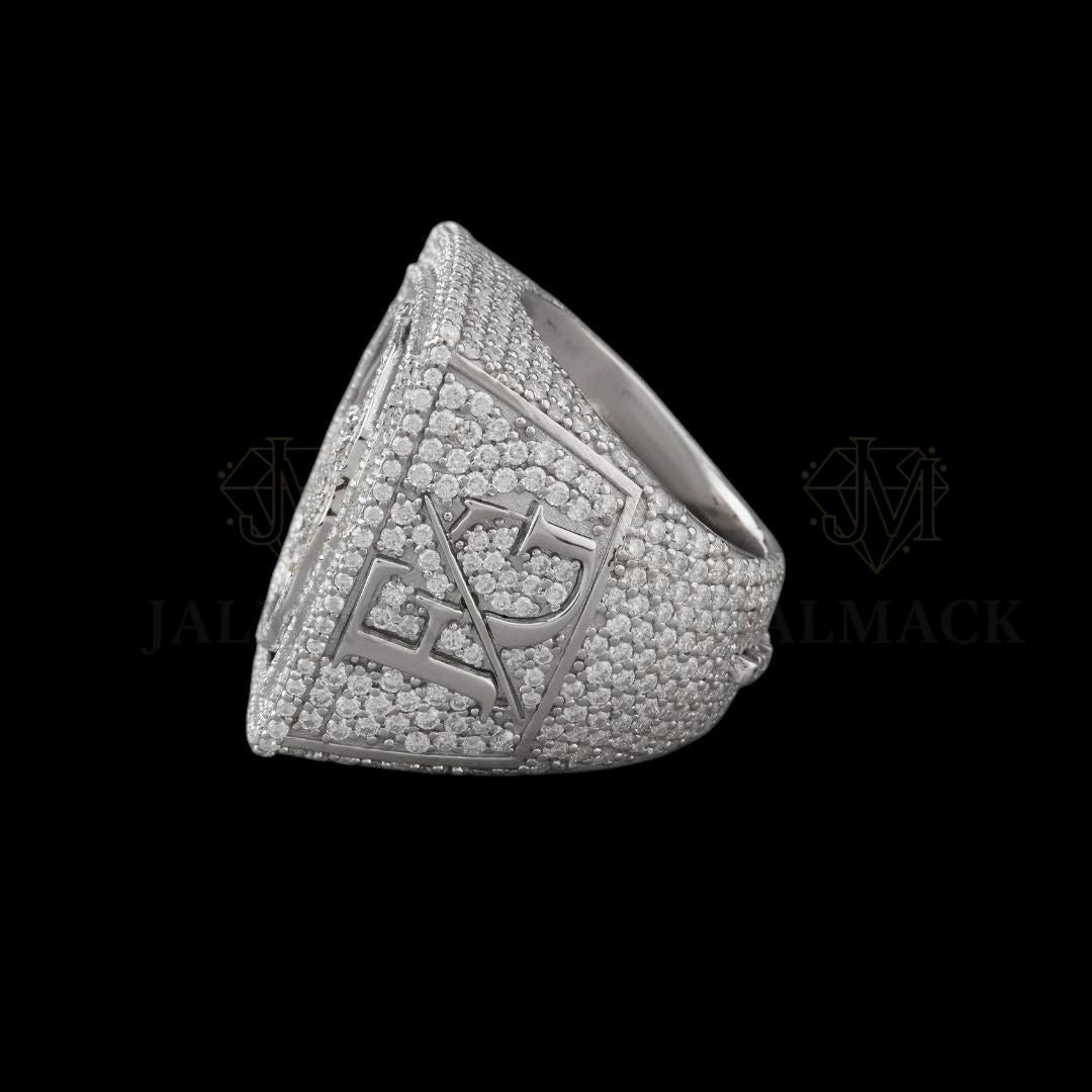 Custom Logo Fully Iced-Out Moissanite Signet Ring