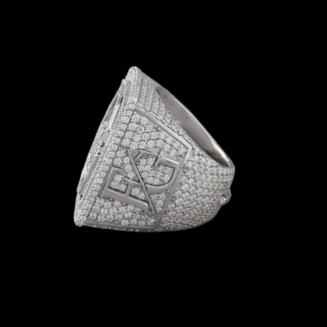 Custom Logo Fully Iced-Out Moissanite Signet Ring