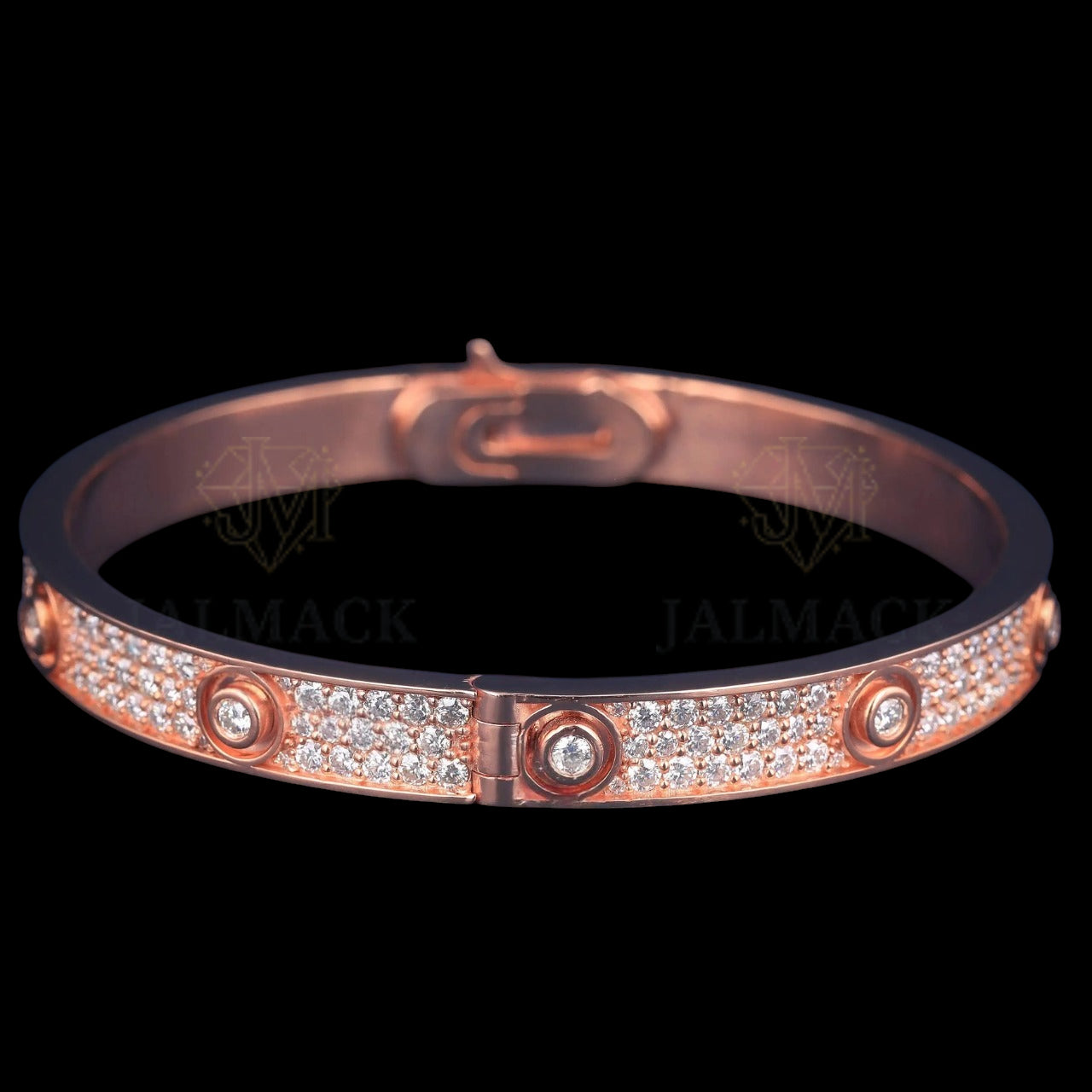 Rose Gold Pavé Bezel Moissanite Bangle Bracelet VVS1 D Color