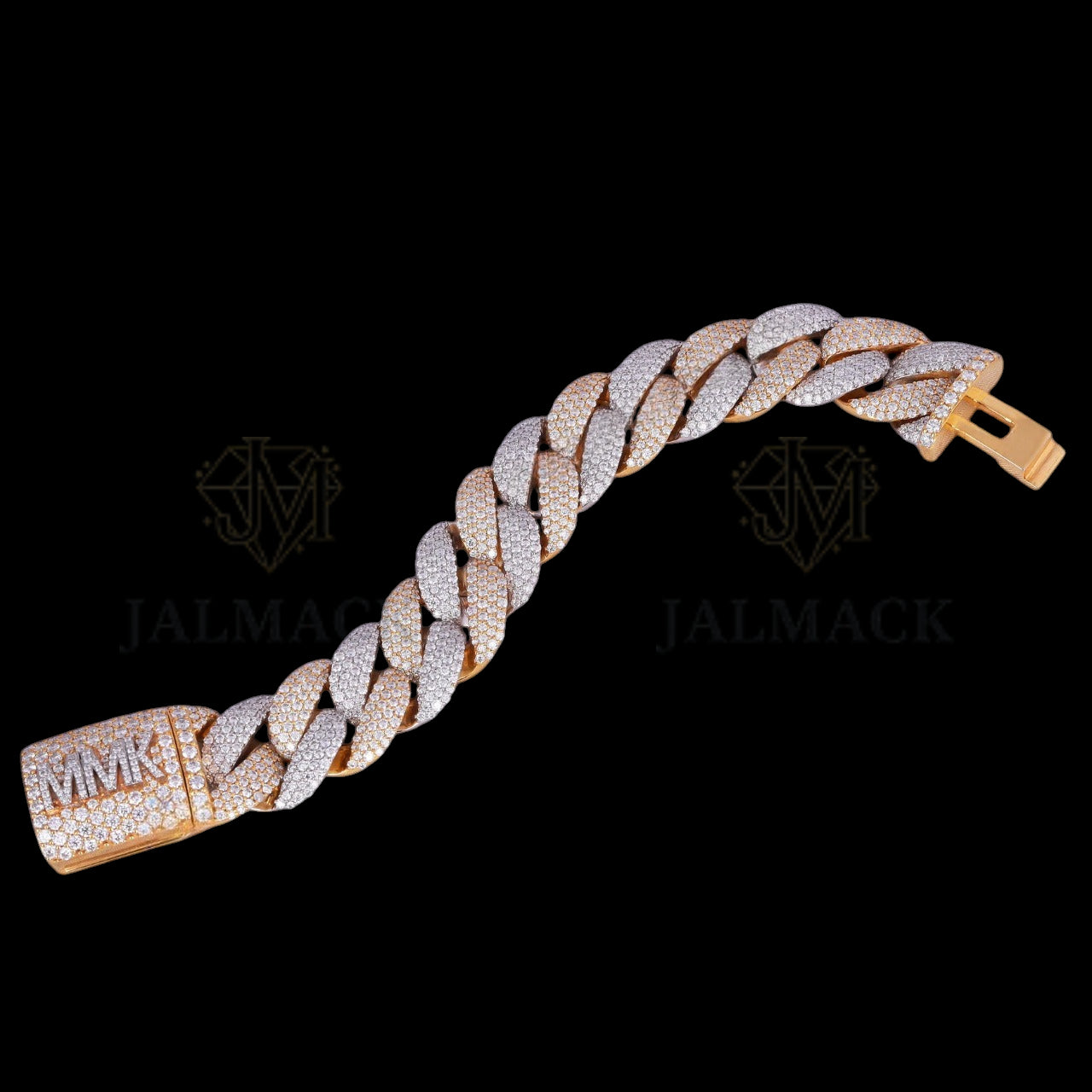 Silver Baguette Moissanite Geometric Link Bracelet VVS1 Fully Iced Out