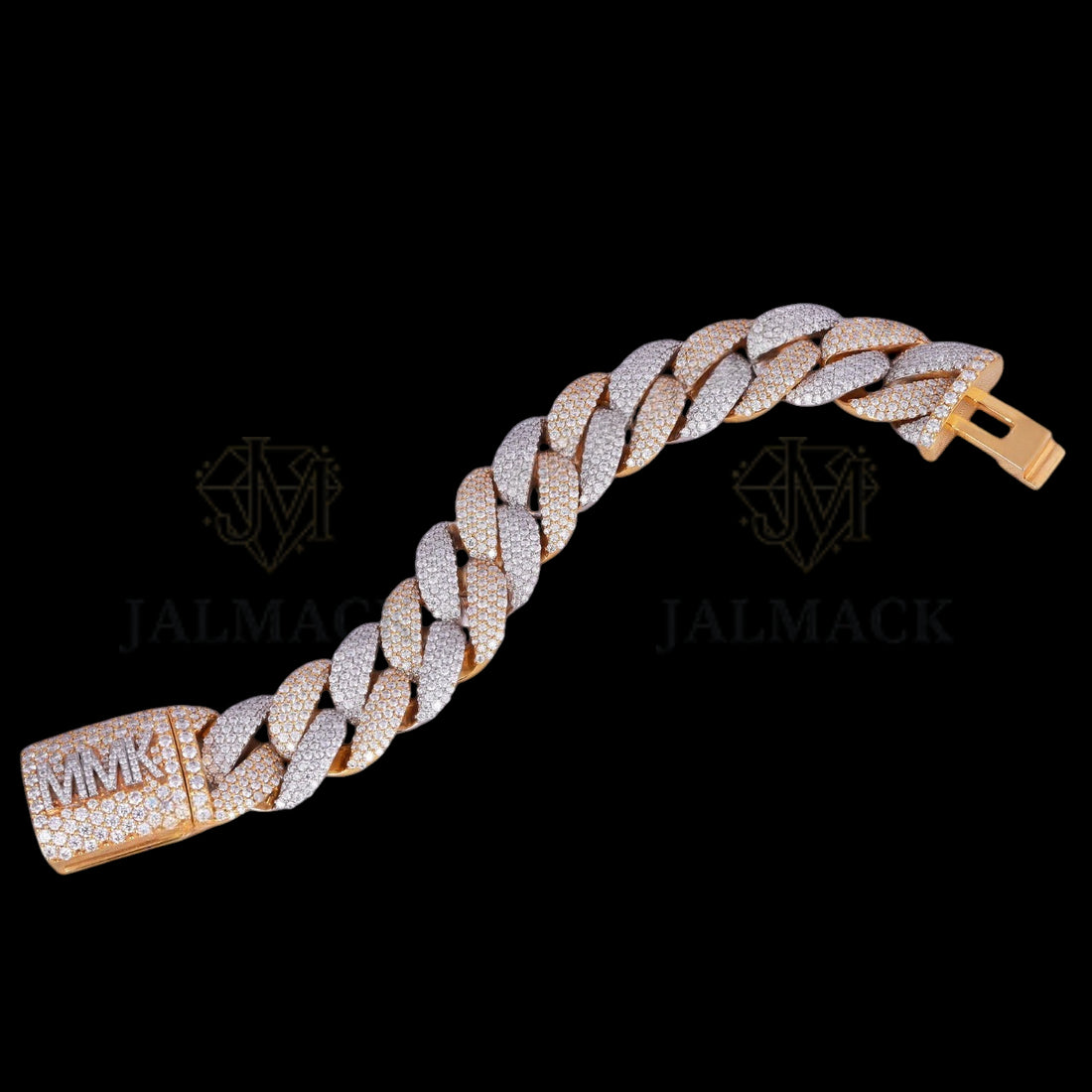 Silver Baguette Moissanite Geometric Link Bracelet VVS1 Fully Iced Out