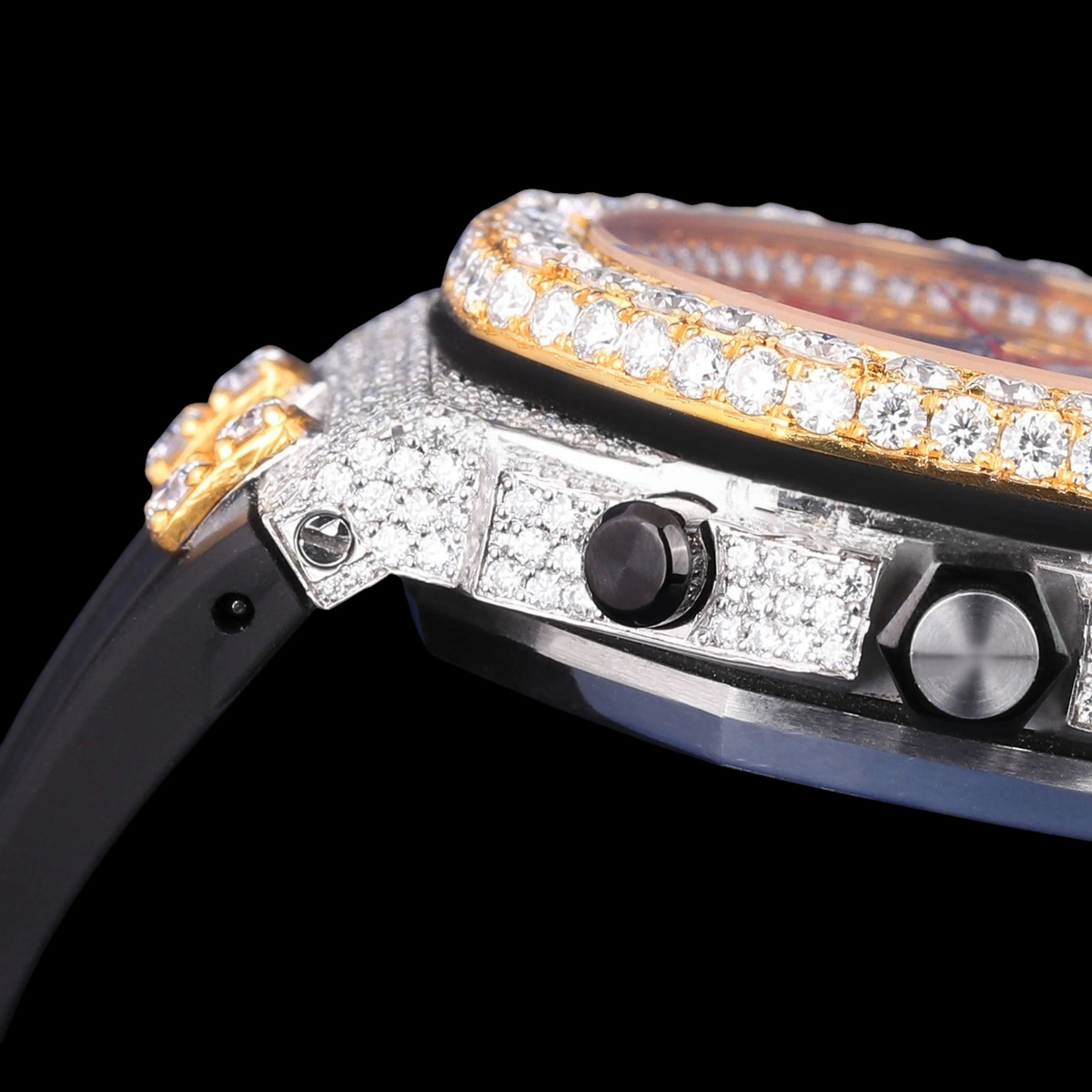 Red Numeral Chronograph Moissanite Diamond Watch