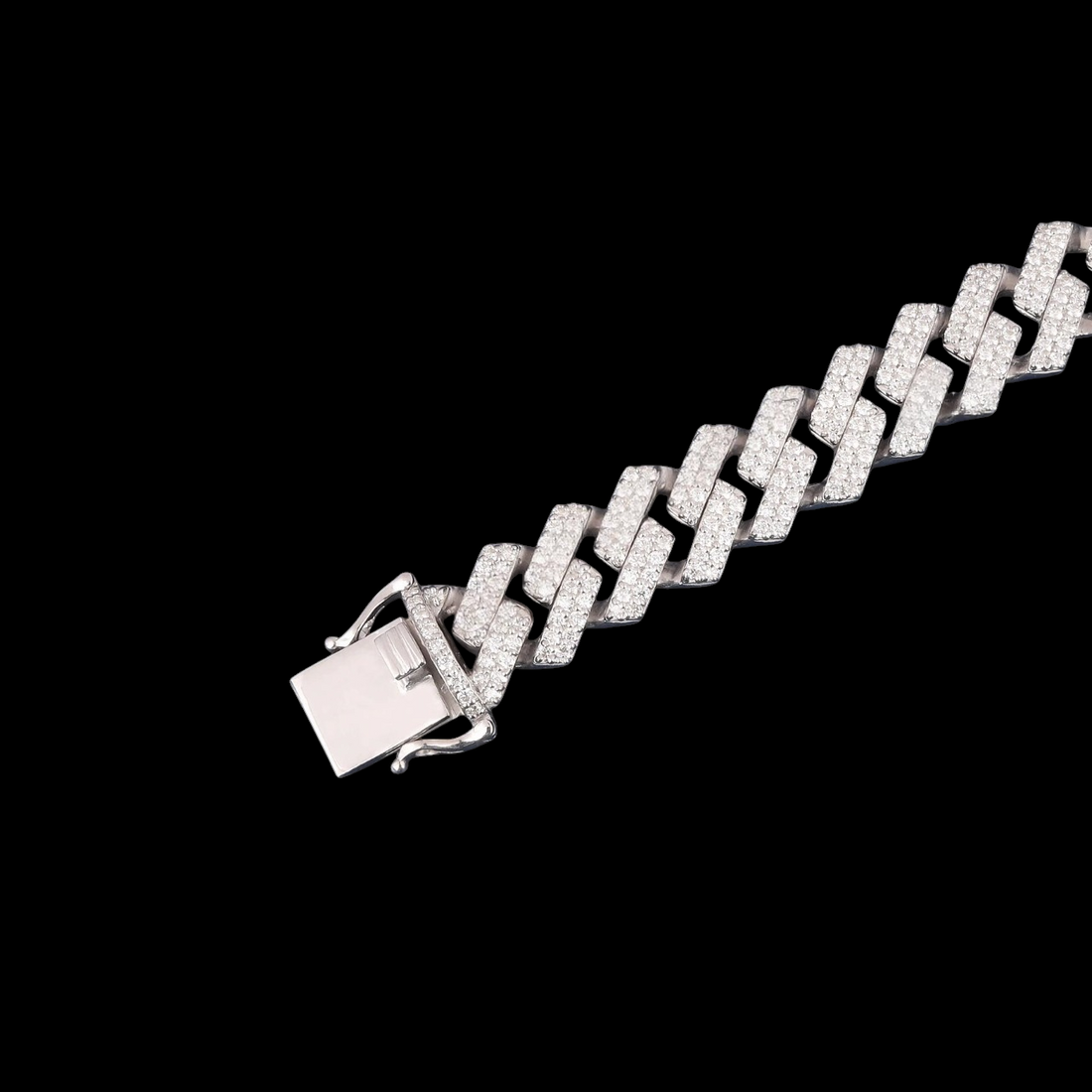 Silver Custom PEACE Moissanite Cuban Bracelet VVS1 Fully Iced Out
