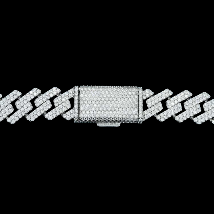 18MM Fully Iced Pave Cuban Link VVS1 D Color Moissanite Chain 925 Sterling Silver