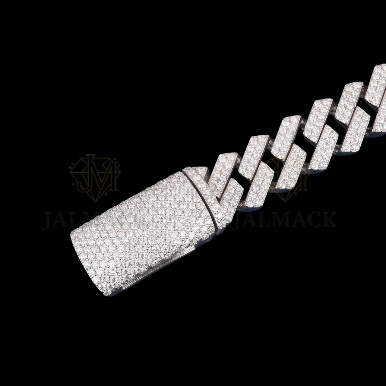 Silver Flat-Link Moissanite Cuban Bracelet VVS1 D Color Fully Iced Out
