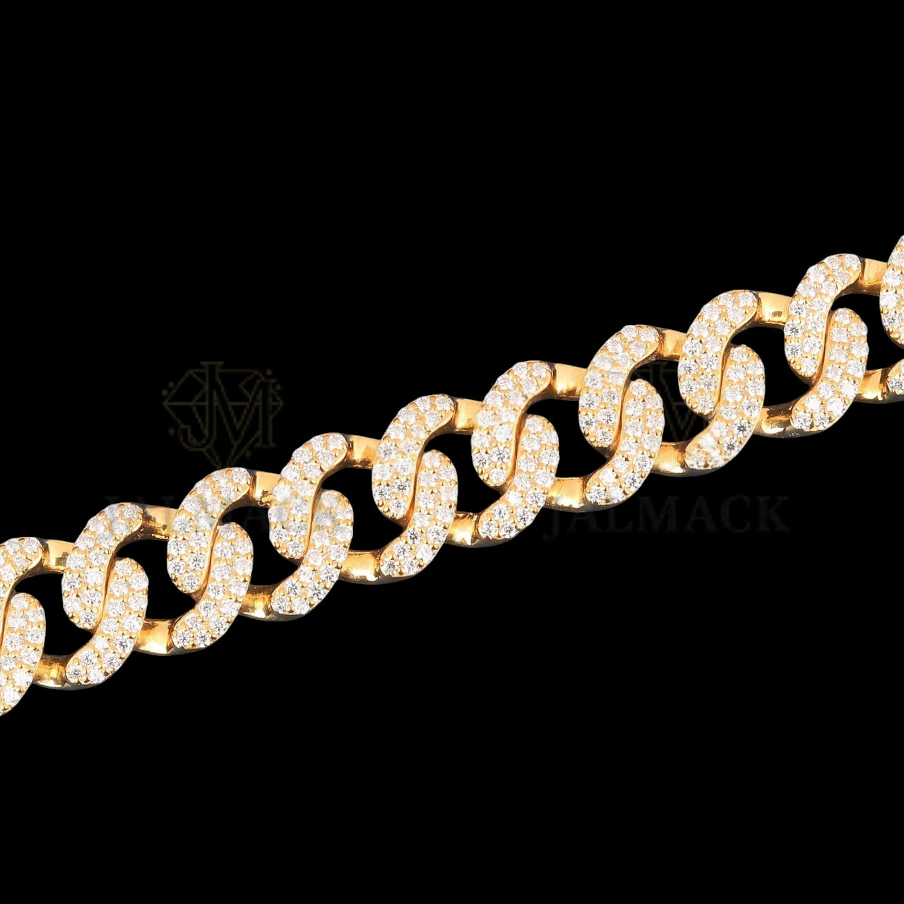 Yellow Gold Elephant Clasp Moissanite Cuban Bracelet Fully Iced Out