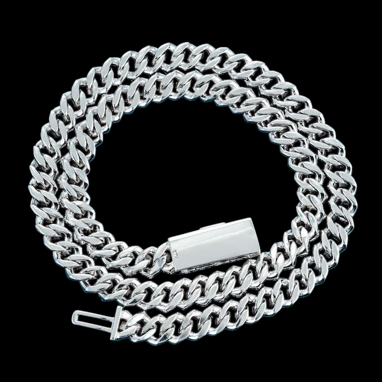 10MM Fully Iced Pave Cuban Link VVS1 D Color Moissanite Chain 925 Sterling Silver