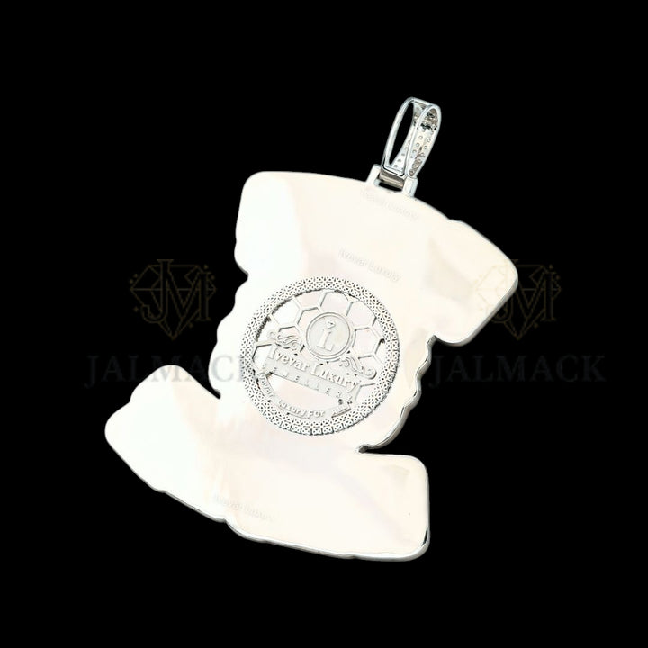 Two-Tone Bulldog Moissanite Logo Pendant VVS1 D Color Fully Iced Out