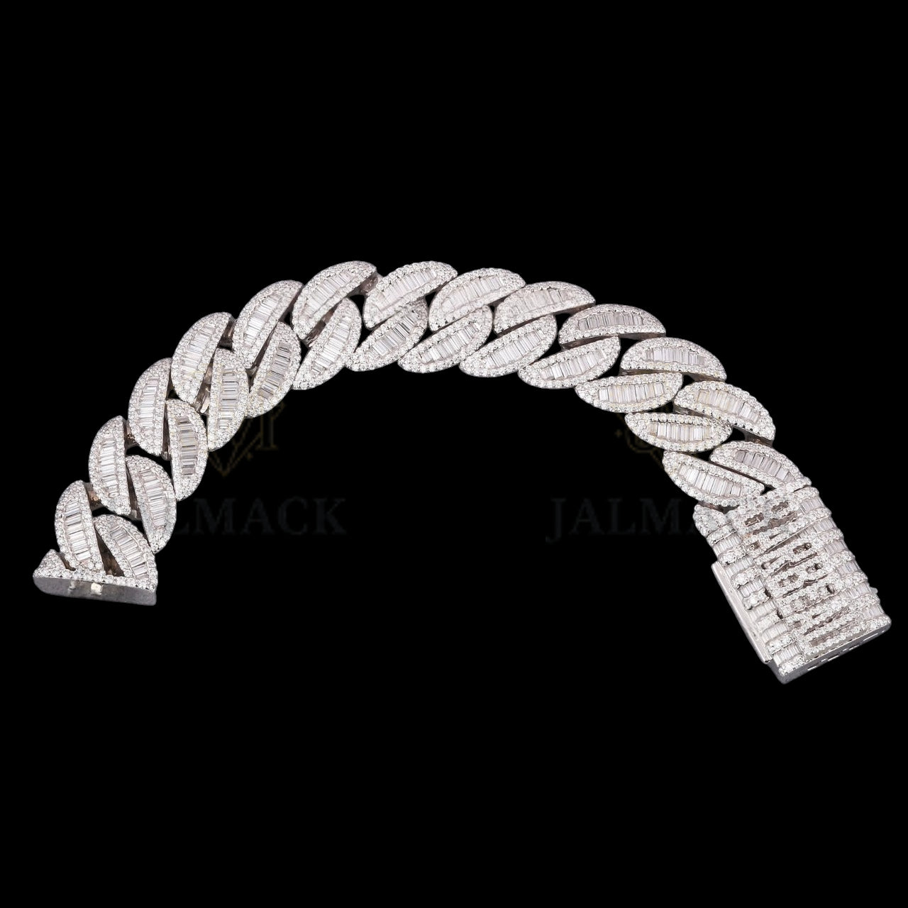 Silver Baguette Moissanite Miami Cuban Bracelet VVS1 Fully Iced Out