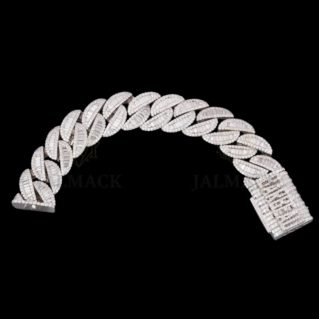 Silver Baguette Moissanite Miami Cuban Bracelet VVS1 Fully Iced Out