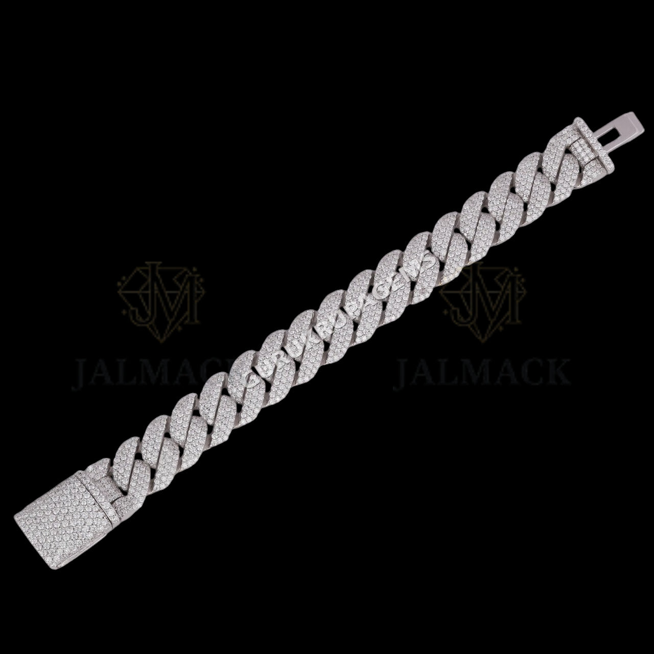 Silver Fully Iced Moissanite Miami Cuban Bracelet VVS1 D Color