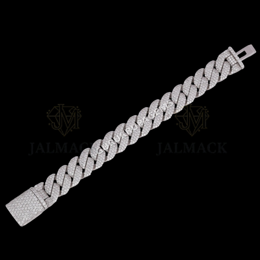 Silver Fully Iced Moissanite Miami Cuban Bracelet VVS1 D Color