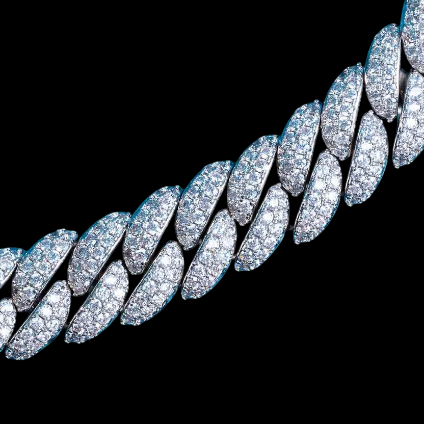 10MM Fully Iced Cuban Link VVS1 D Color Moissanite Chain 925 Sterling Silver