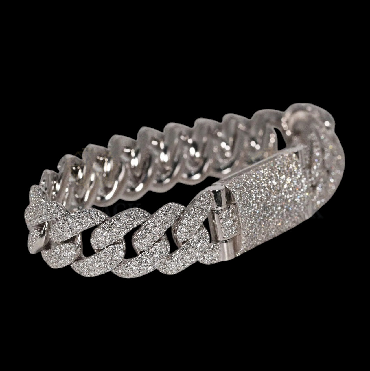 Silver Slim Moissanite Miami Cuban Bracelet VVS1 Fully Iced Out