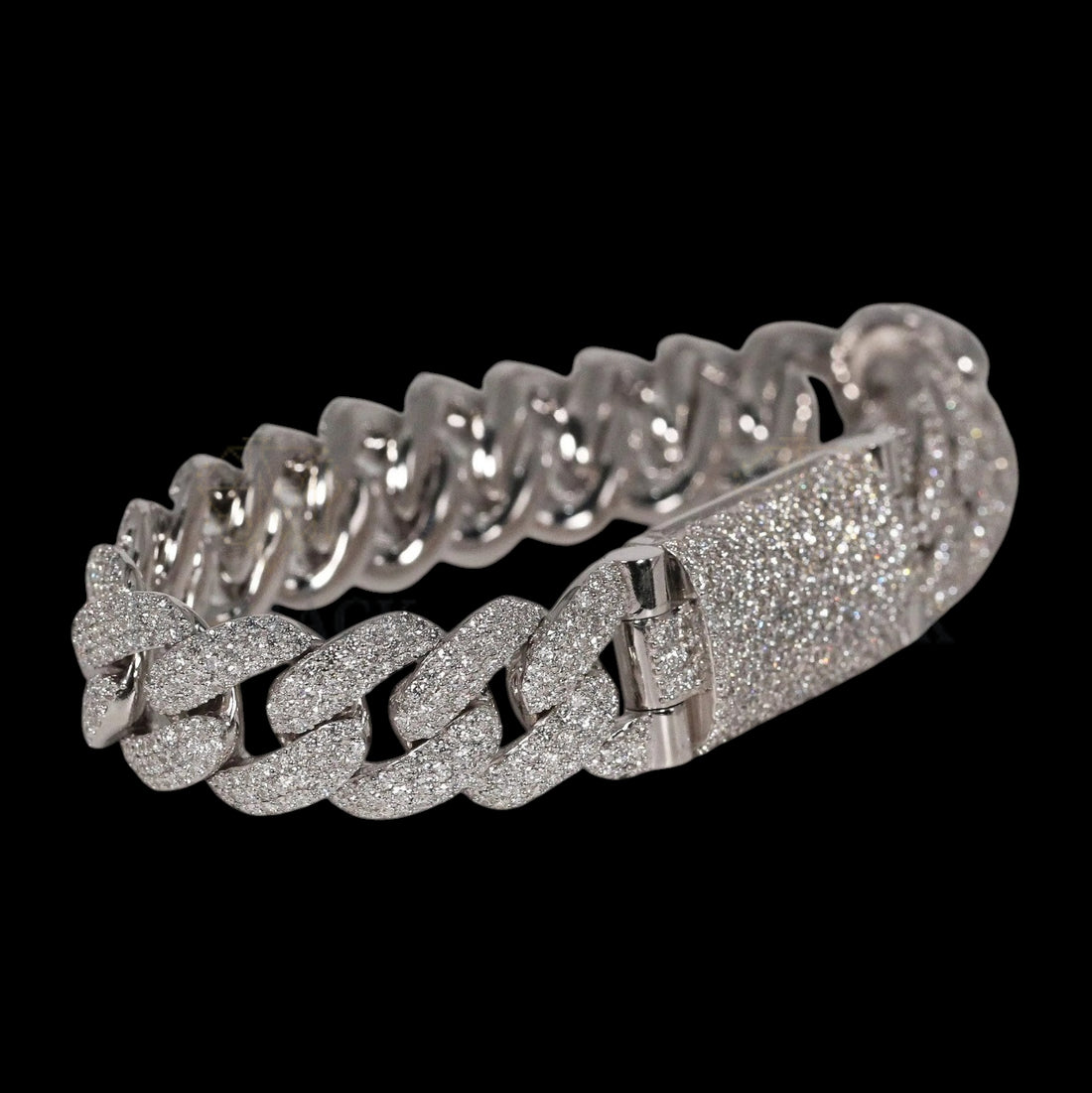 Silver Slim Moissanite Miami Cuban Bracelet VVS1 Fully Iced Out