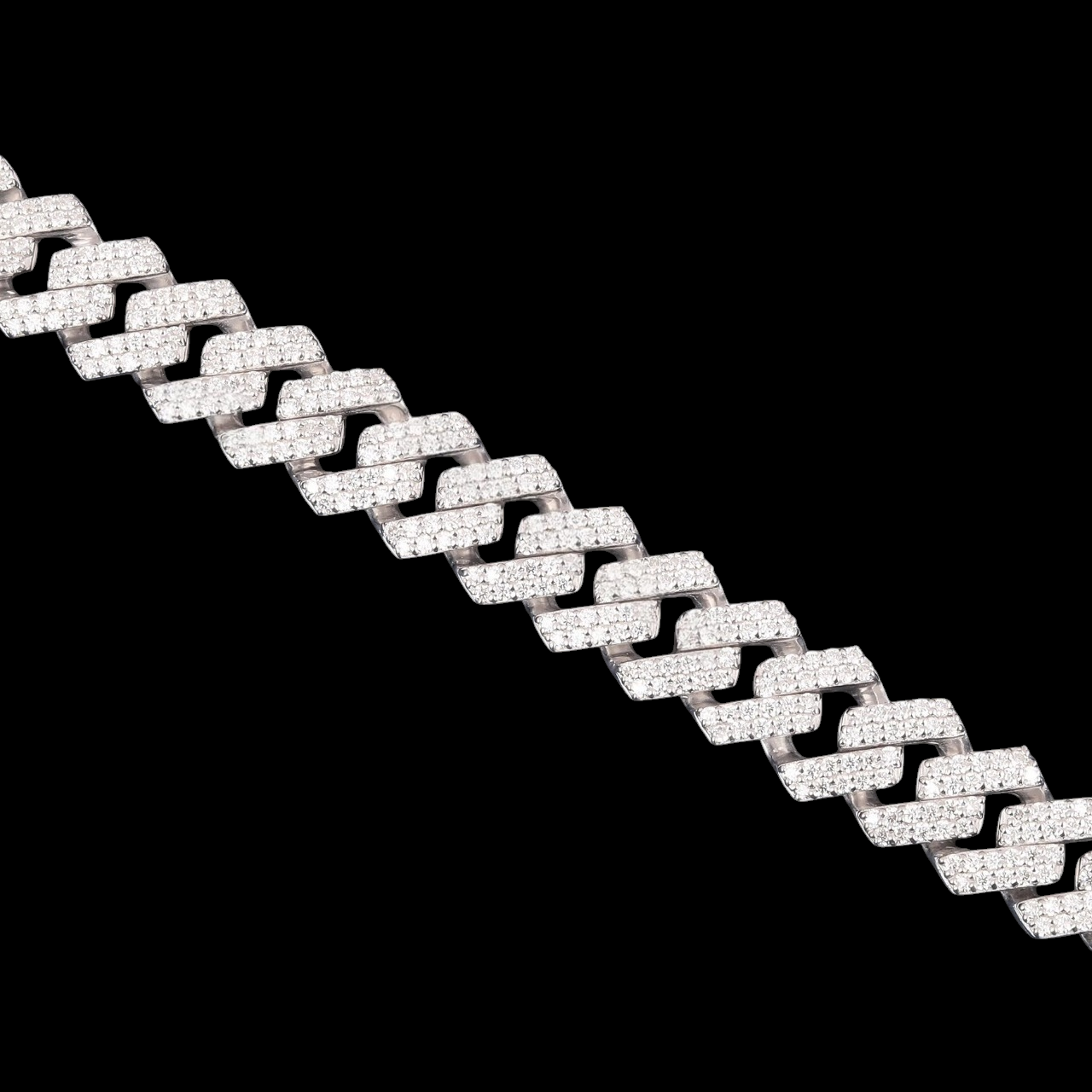 Silver Custom PEACE Moissanite Cuban Bracelet VVS1 Fully Iced Out