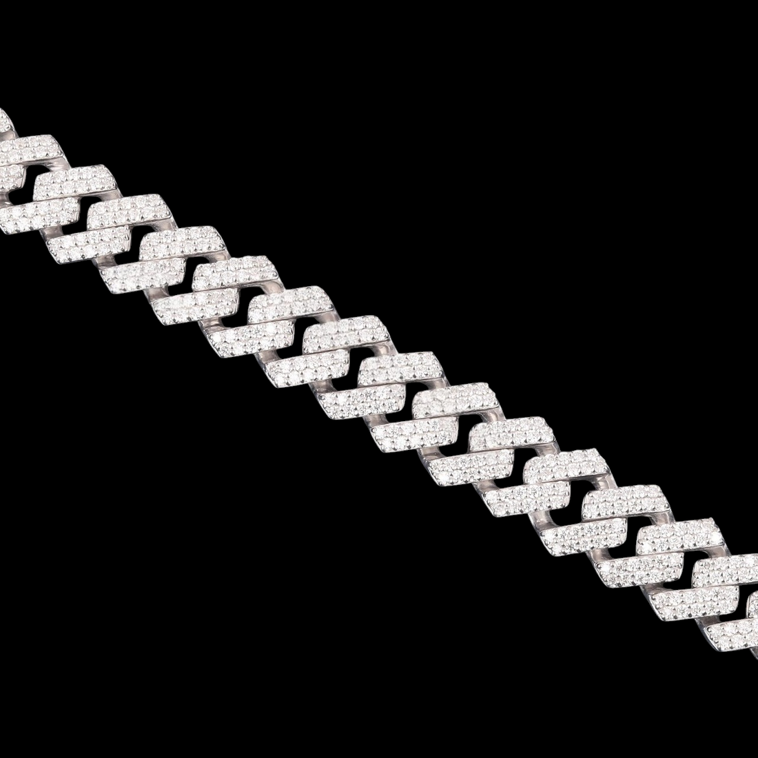 Silver Custom PEACE Moissanite Cuban Bracelet VVS1 Fully Iced Out