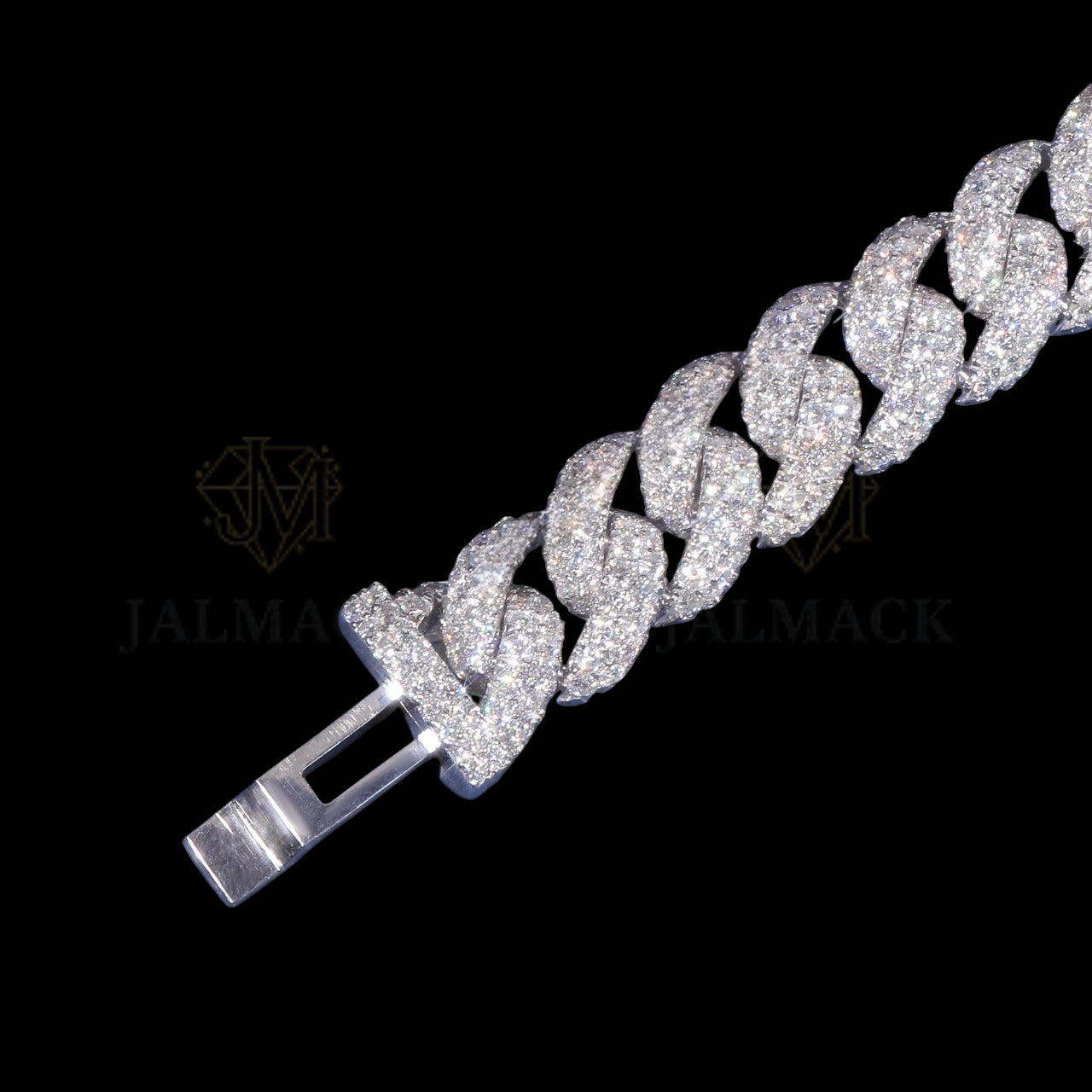 Luxury Silver Moissanite Miami Cuban Bracelet VVS1 Fully Iced Out