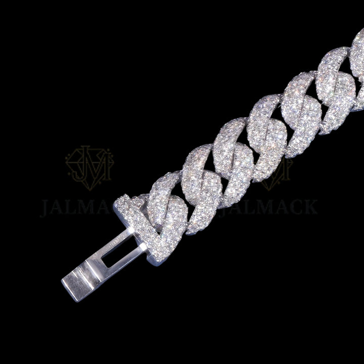 Luxury Silver Moissanite Miami Cuban Bracelet VVS1 Fully Iced Out