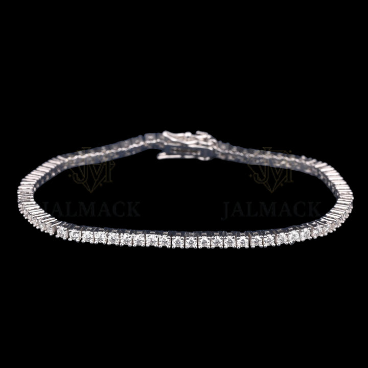 Silver 3MM Round Cut Moissanite Tennis Bracelet VVS1 D Color