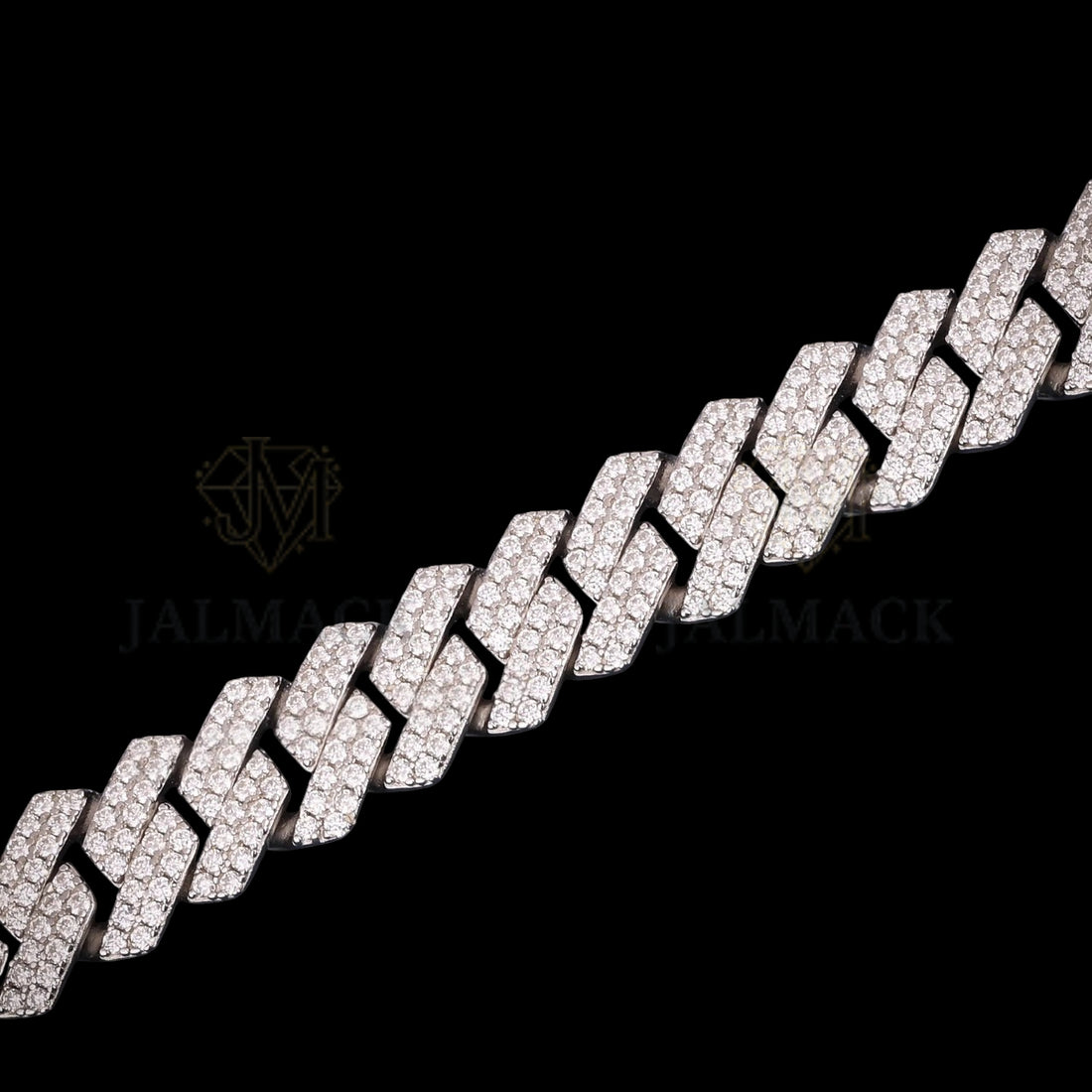 Silver Angular Flat-Link Moissanite Cuban Bracelet VVS1 Fully Iced Out