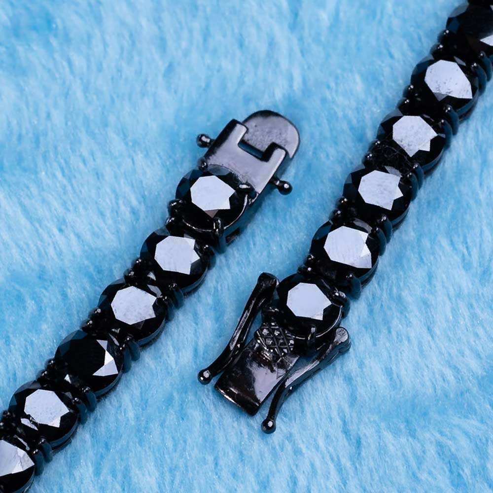 6MM Black VVS1 Moissanite Tennis Chain Black Rhodium Plated 925 Sterling Silver