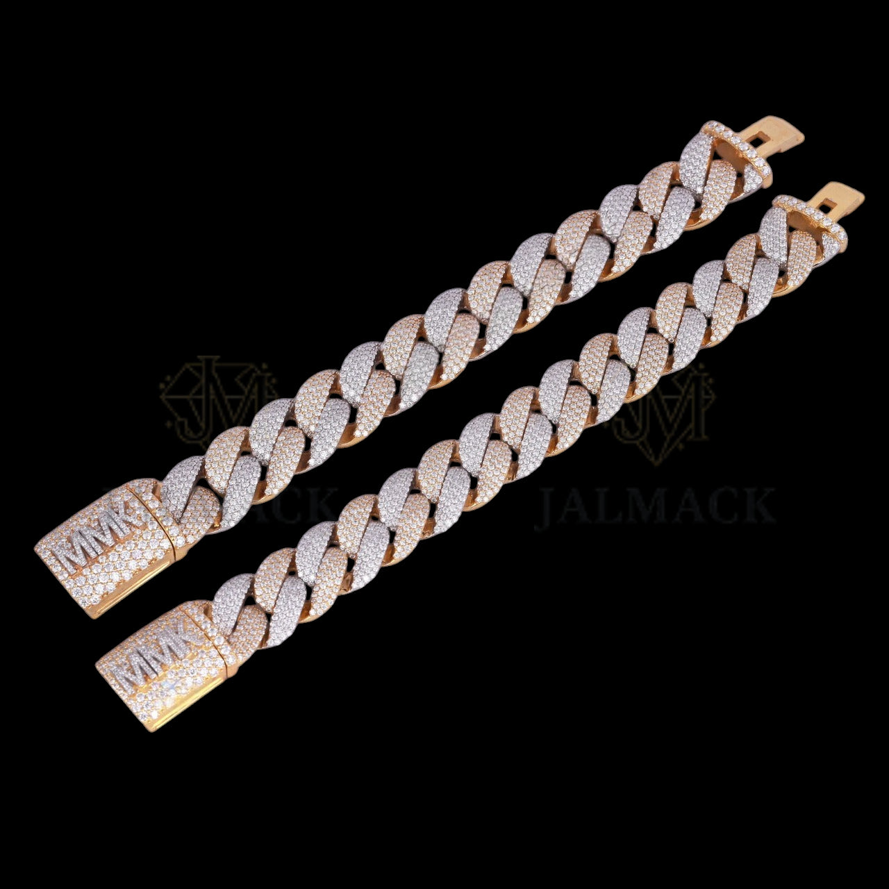 Silver Baguette Moissanite Geometric Link Bracelet VVS1 Fully Iced Out