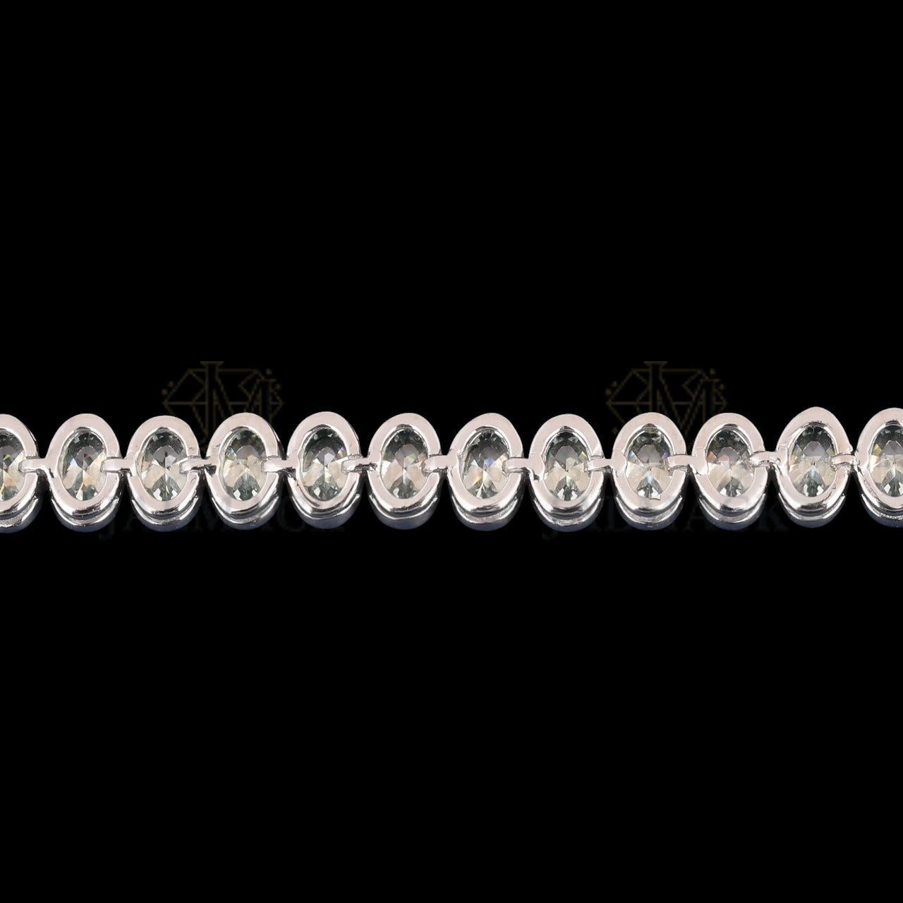 Light Blue Oval Cut Moissanite Bezel Tennis Bracelet 925 Silver