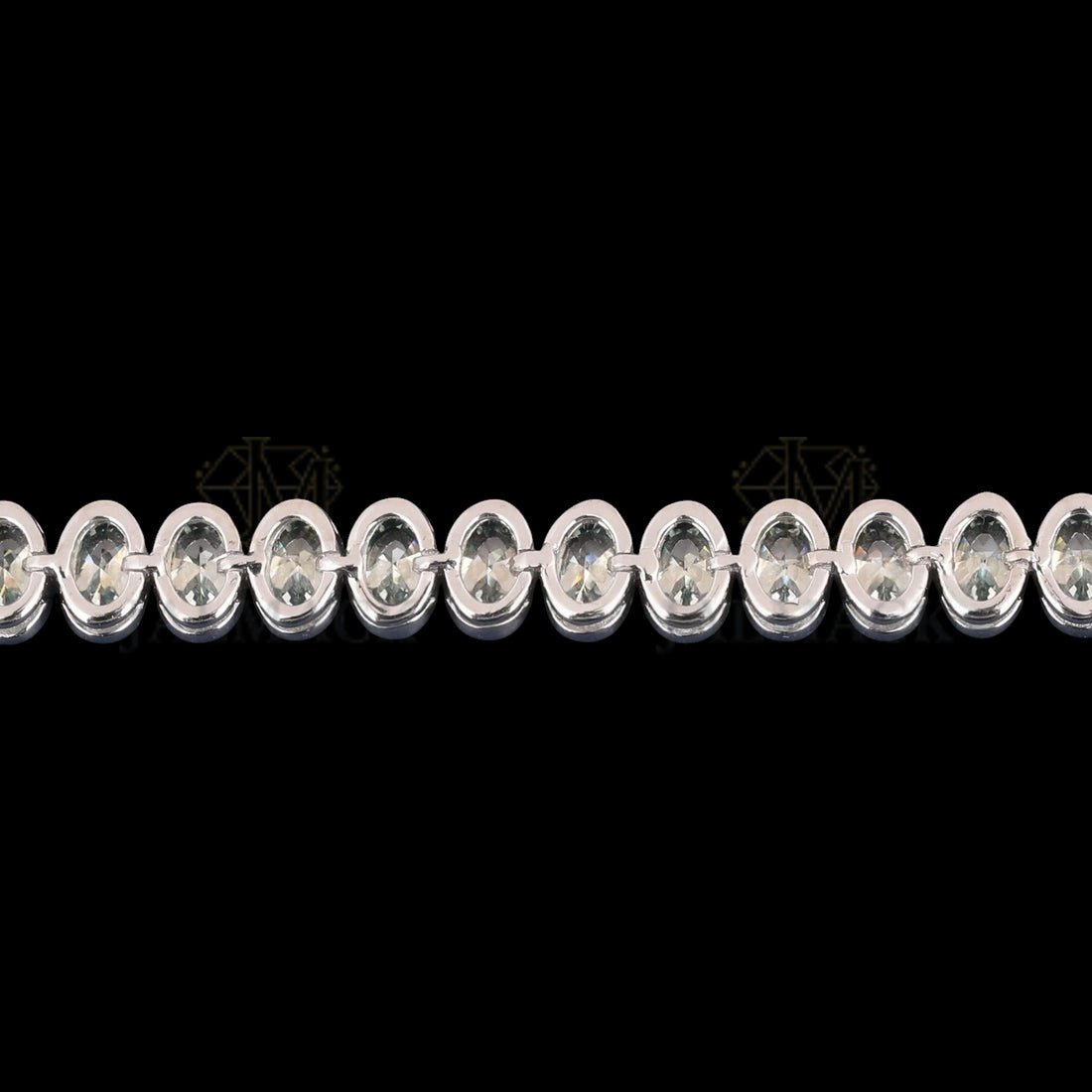 Light Blue Oval Cut Moissanite Bezel Tennis Bracelet 925 Silver