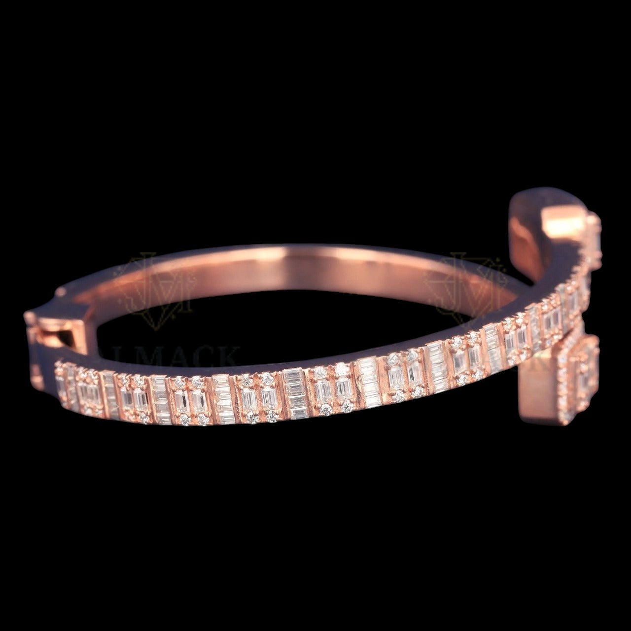Rose Gold Baguette Moissanite Wrap Bangle VVS1 D Color