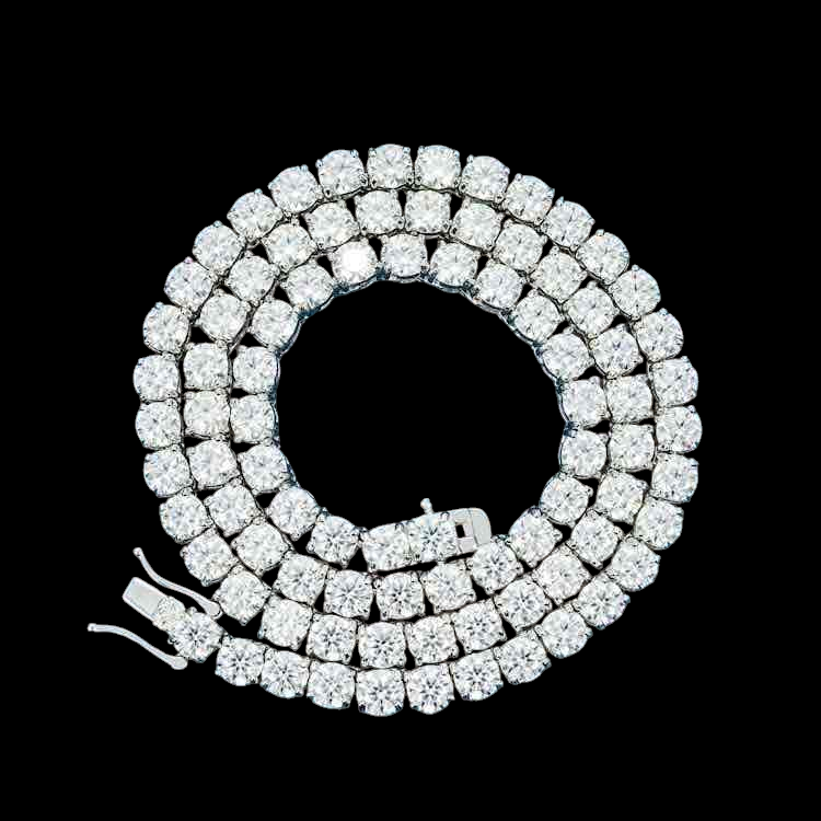 5MM Round Cut VVS1 D Color Moissanite Tennis Chain 925 Sterling Silver