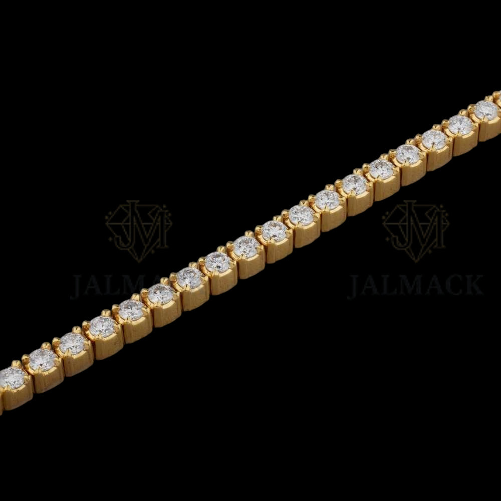 Yellow Gold Round Moissanite Tennis Bracelet VVS1 D Color