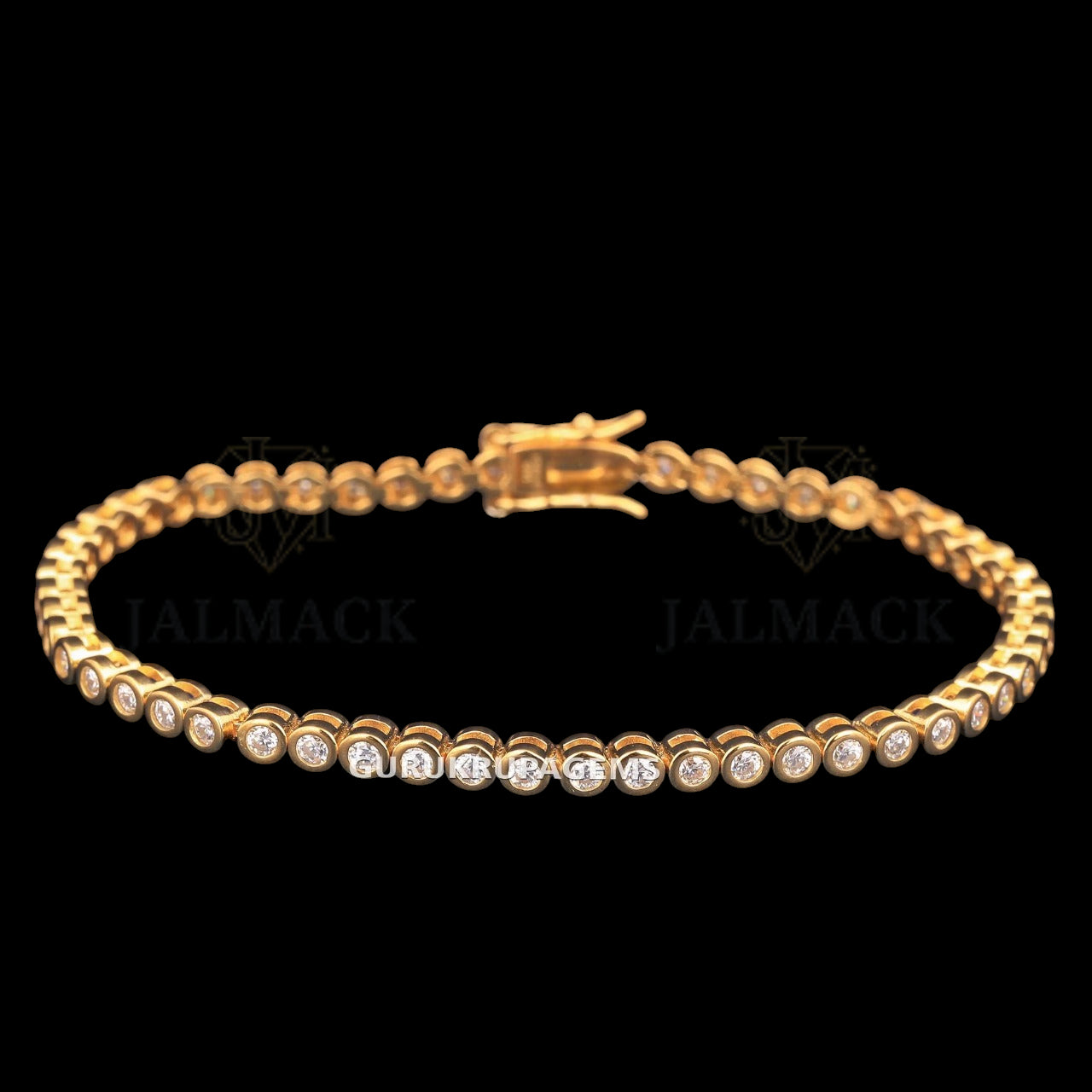 Yellow Gold Bezel Set Moissanite Tennis Bracelet VVS1 D Color