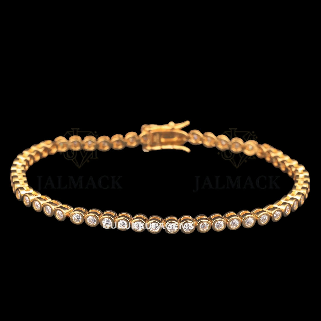 Yellow Gold Bezel Set Moissanite Tennis Bracelet VVS1 D Color
