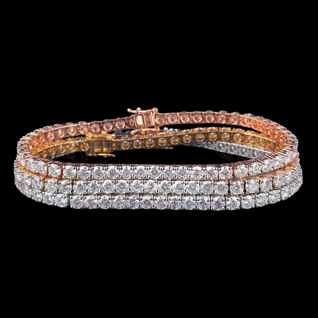 Three-Tone Moissanite Cuban Bracelet VVS1 D Color Iced Out