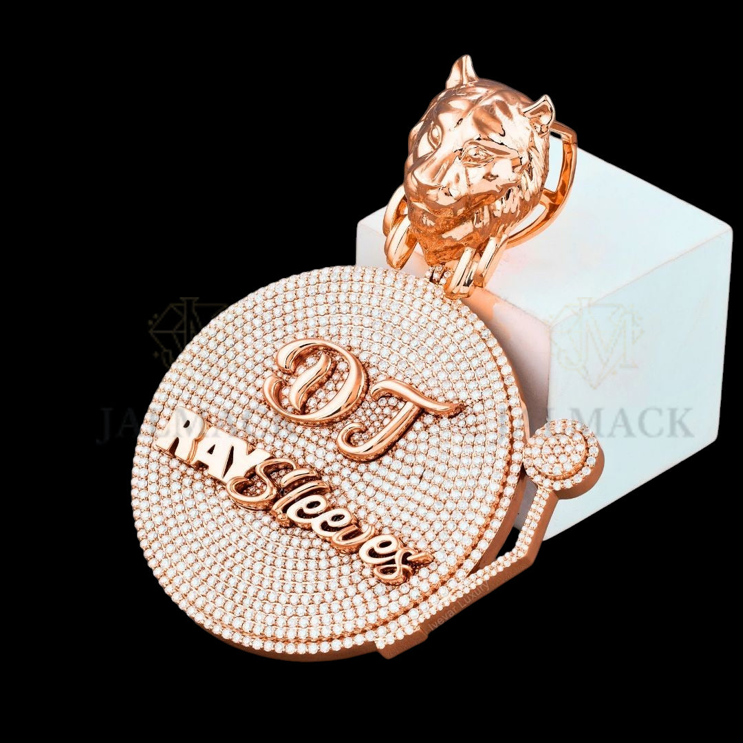 DJ RAY Sleeves Turntable Moissanite Medallion Fully Iced Out