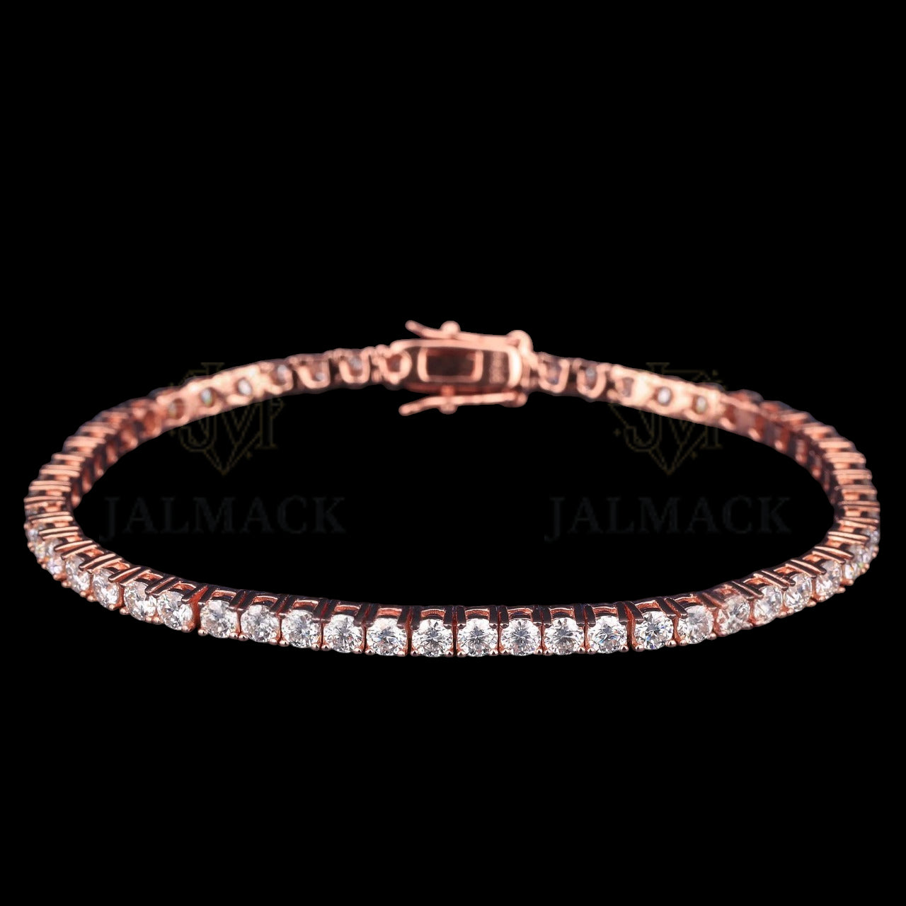 Rose Gold Round Cut Moissanite Tennis Bracelet VVS1 D Color