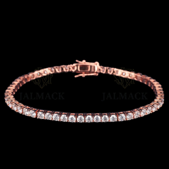 Rose Gold Round Cut Moissanite Tennis Bracelet VVS1 D Color
