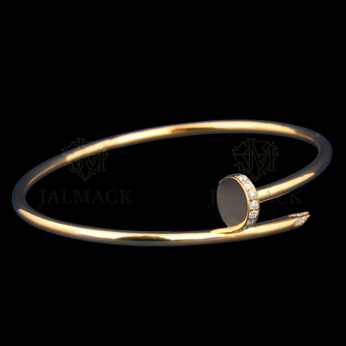 Yellow Gold Nail Moissanite Bangle Bracelet VVS1 D Color