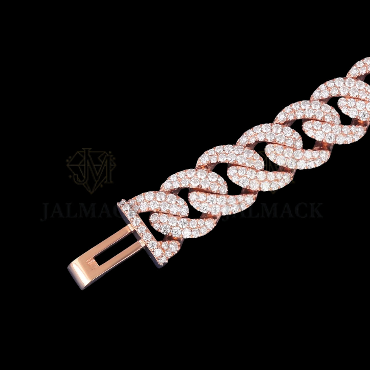 Rose Gold Moissanite Miami Cuban Bracelet VVS1 D Color Fully Iced Out