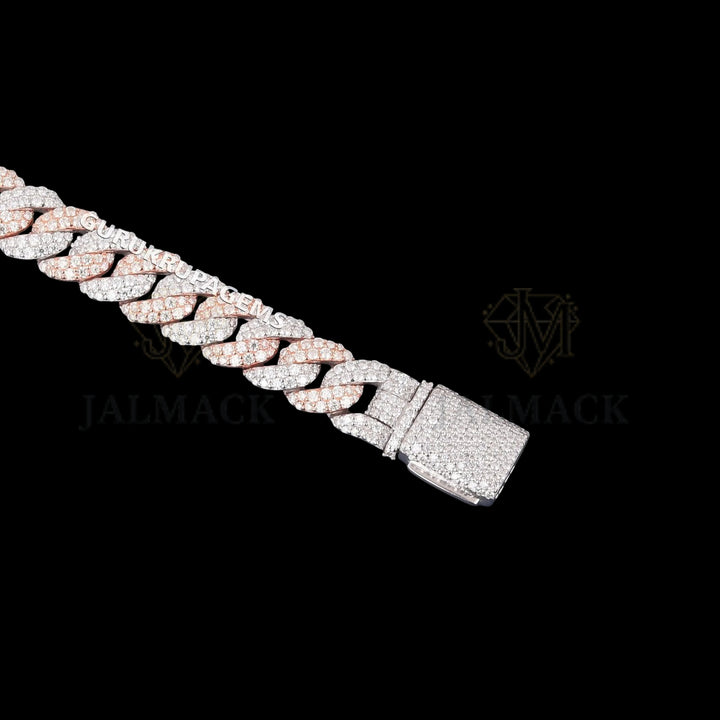 Two-Tone Moissanite Cuban Link Bracelet VVS1 D Color