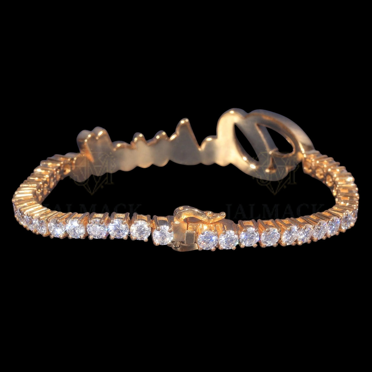Personalized Danielle Name Moissanite Tennis Bracelet VVS1 D Color Gold