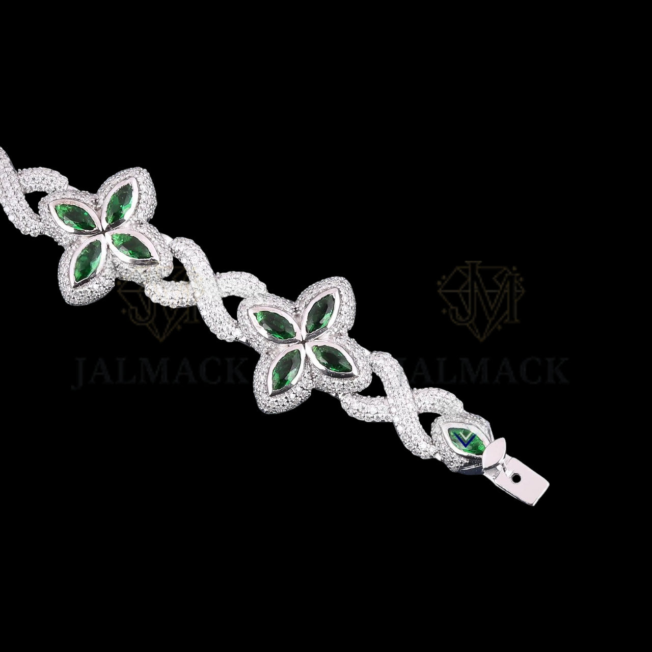 Green Marquise Floral Infinity Moissanite Bracelet VVS1