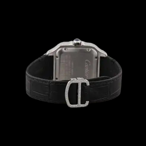 Square Roman Dial Fully Iced Moissanite Watch Black Strap