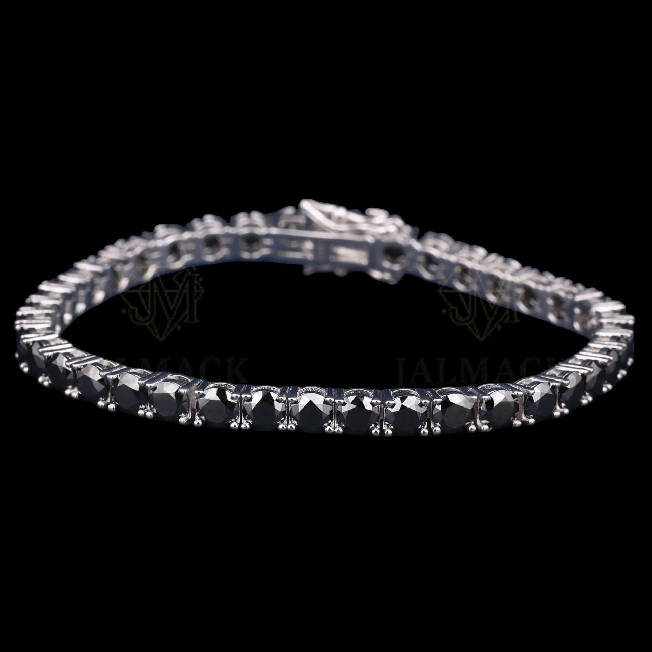 Black Round Cut Moissanite Tennis Bracelet 925 Sterling Silver