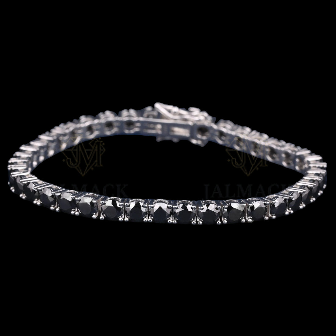 Black Round Cut Moissanite Tennis Bracelet 925 Sterling Silver