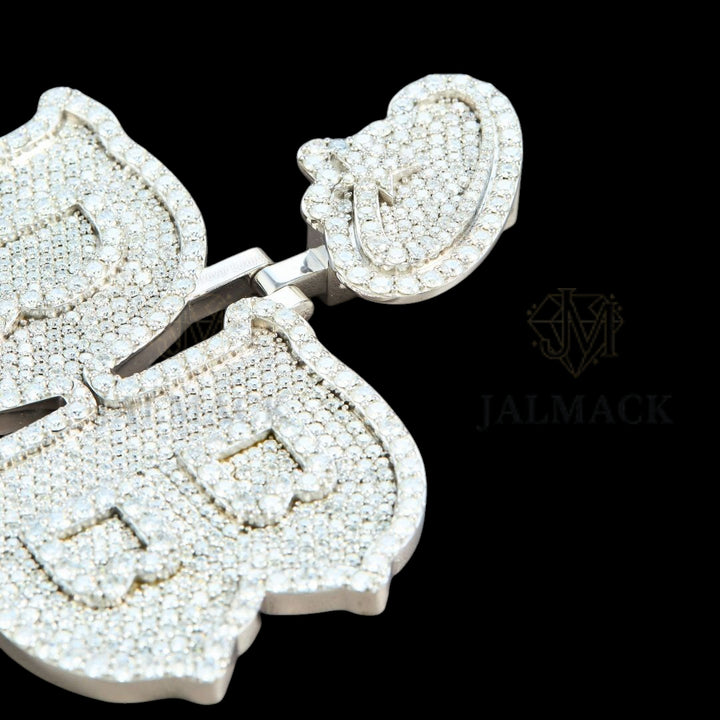 DB Monogram Moissanite Pendant with Heart Bail Fully Iced Out