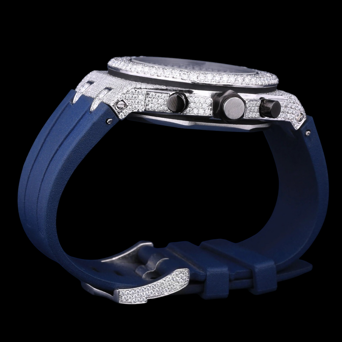 Blue VVS1 D Color Moissanite Chronograph Automatic Watch