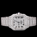 Luxury Silver Roman Moissanite Automatic Date Watch VVS1 D Color Fully Iced Out
